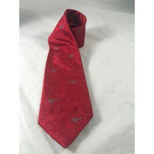 Düsseldorf International Reine Seide Red Silk Print & Embroidered Airplanes